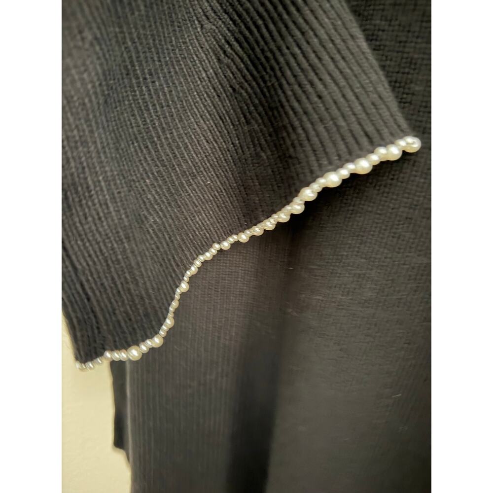 New splendid Farah pearl trim black ribbed sweater XL - Picture 5 of 7